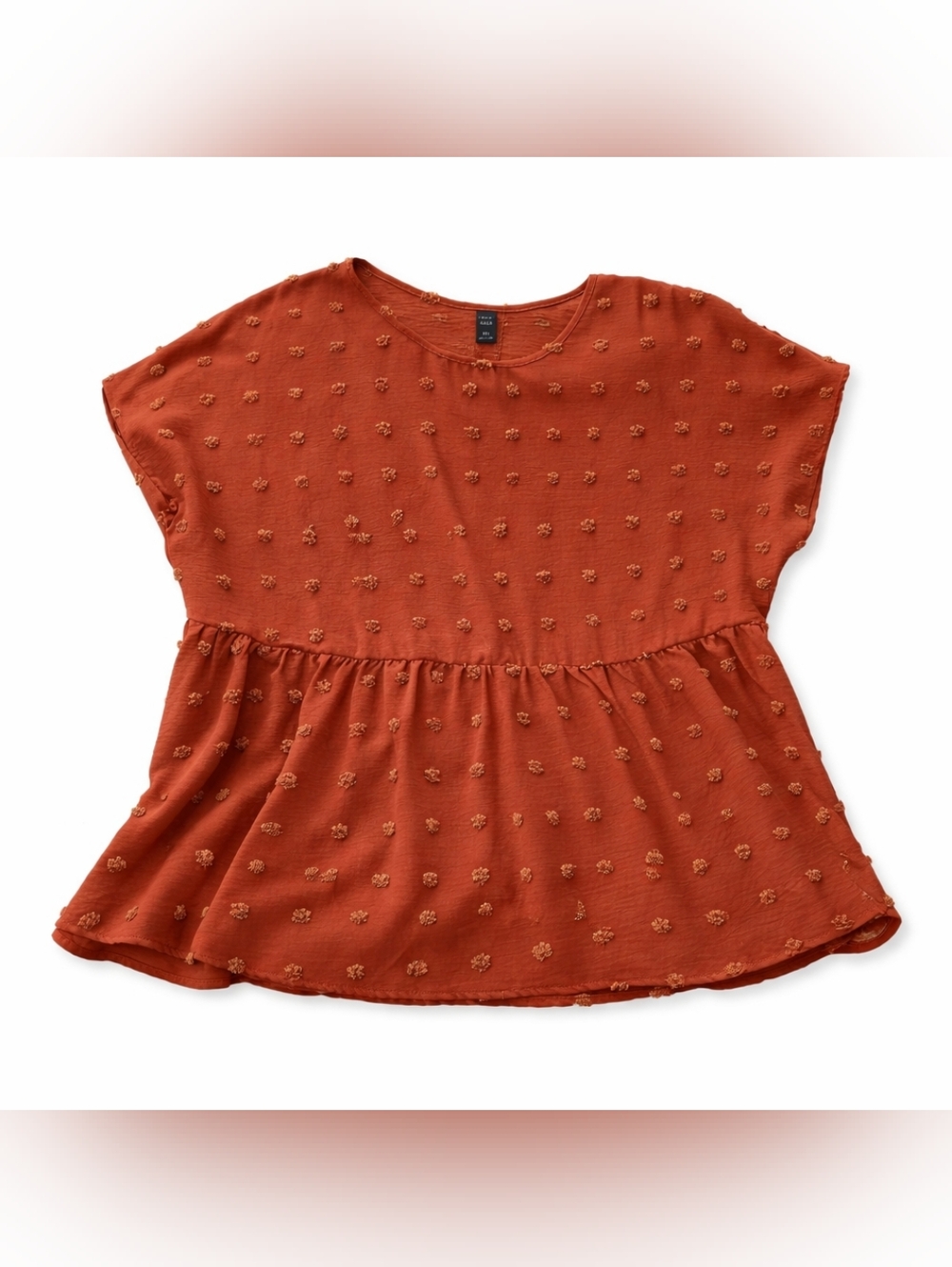 Plus Size Rust Orange/ Terracotta Colored Textured Peplum Shirt Size 3XL (18) - Picture 4 of 6